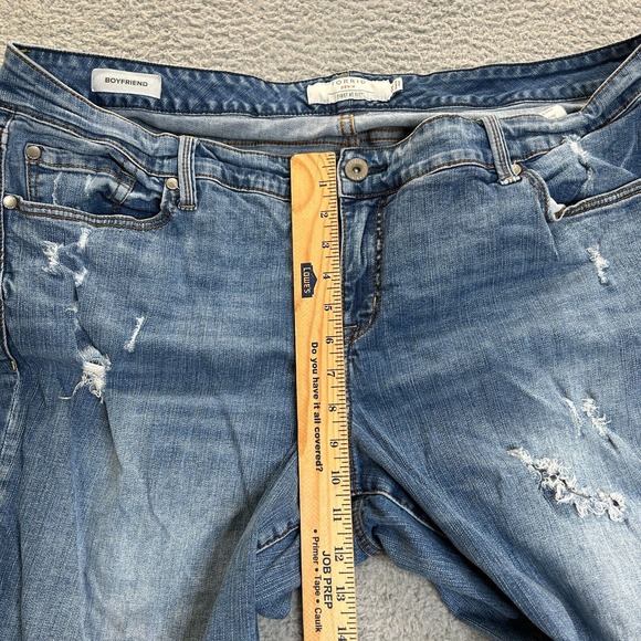 Torrid Jeans Women Plus Size 22 Blue First at Fit Boyfriend Distressed Destroyed - Picture 12 of 16